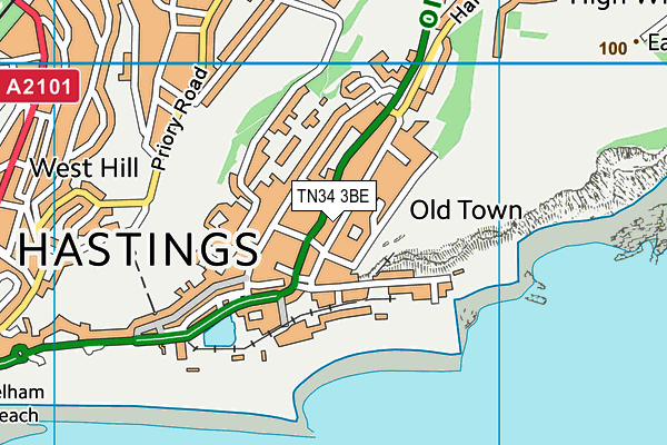 TN34 3BE map - OS VectorMap District (Ordnance Survey)