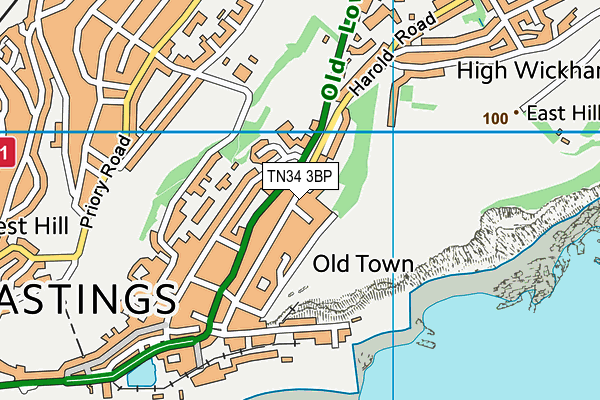 TN34 3BP map - OS VectorMap District (Ordnance Survey)
