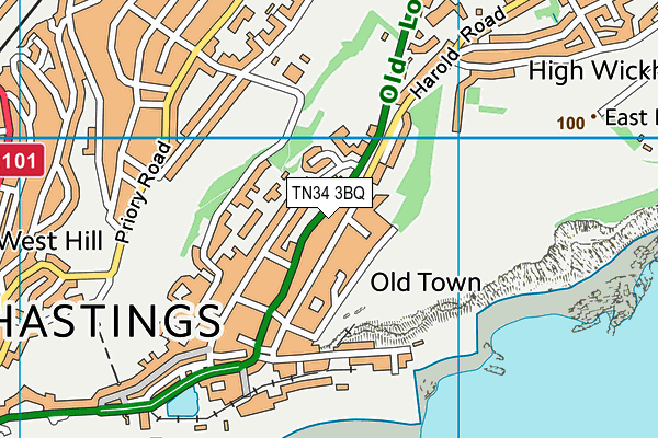 TN34 3BQ map - OS VectorMap District (Ordnance Survey)