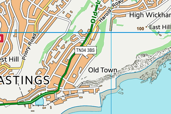 TN34 3BS map - OS VectorMap District (Ordnance Survey)