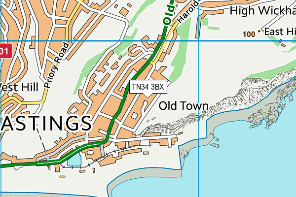 TN34 3BX map - OS VectorMap District (Ordnance Survey)