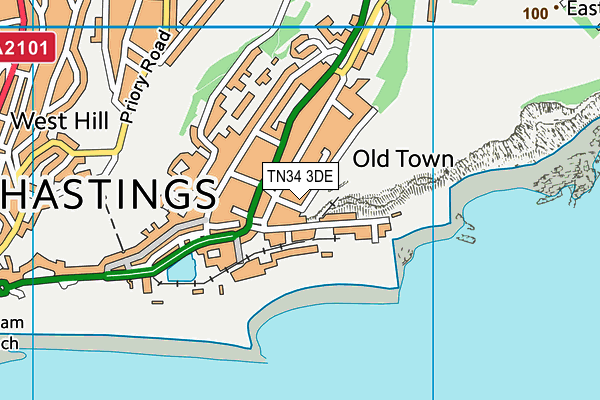 TN34 3DE map - OS VectorMap District (Ordnance Survey)