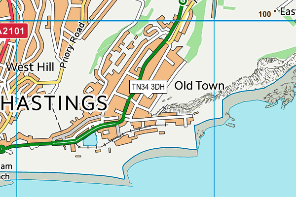 TN34 3DH map - OS VectorMap District (Ordnance Survey)