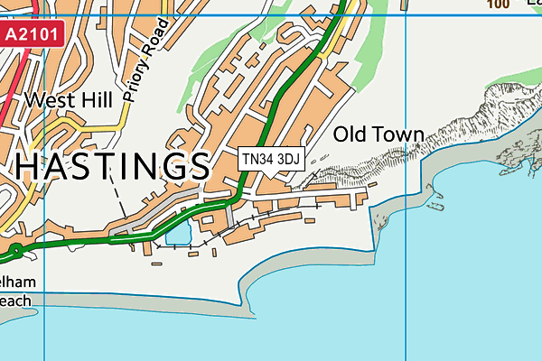 TN34 3DJ map - OS VectorMap District (Ordnance Survey)