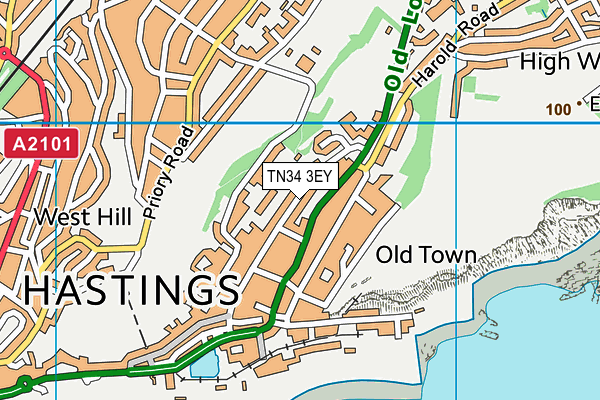 TN34 3EY map - OS VectorMap District (Ordnance Survey)