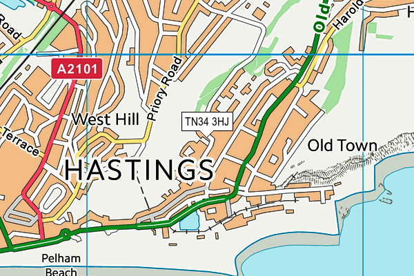 TN34 3HJ map - OS VectorMap District (Ordnance Survey)