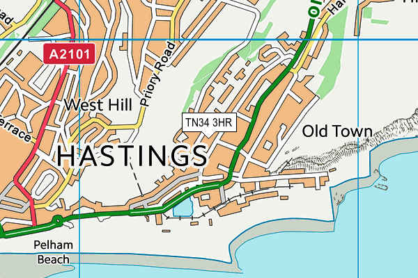 TN34 3HR map - OS VectorMap District (Ordnance Survey)