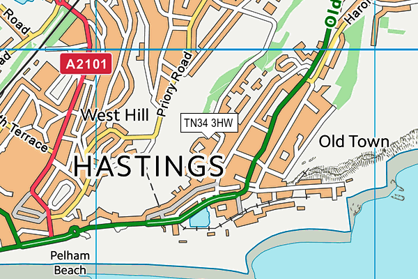 TN34 3HW map - OS VectorMap District (Ordnance Survey)