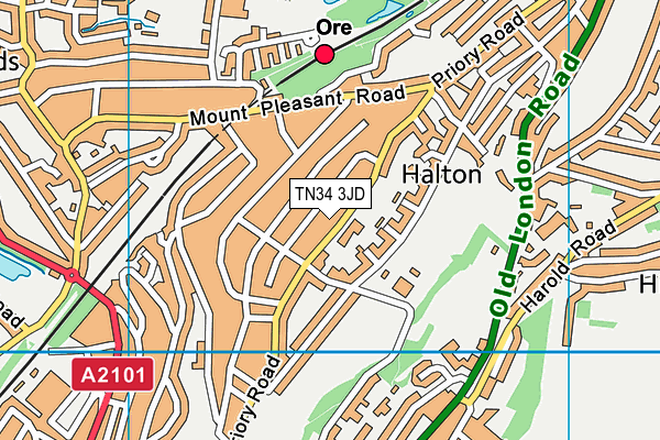 TN34 3JD map - OS VectorMap District (Ordnance Survey)