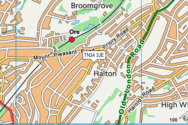 TN34 3JE map - OS VectorMap District (Ordnance Survey)