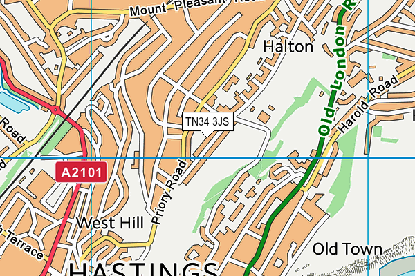 TN34 3JS map - OS VectorMap District (Ordnance Survey)