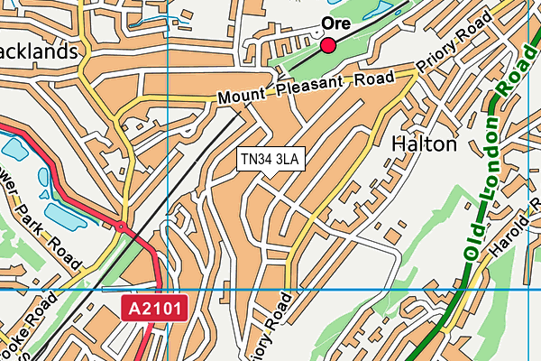 TN34 3LA map - OS VectorMap District (Ordnance Survey)