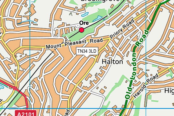 TN34 3LD map - OS VectorMap District (Ordnance Survey)