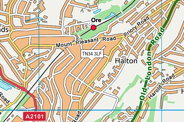 TN34 3LF map - OS VectorMap District (Ordnance Survey)