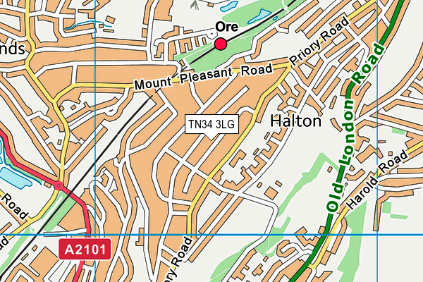 TN34 3LG map - OS VectorMap District (Ordnance Survey)