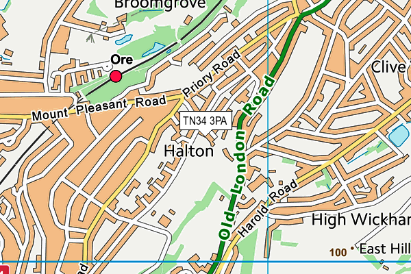 TN34 3PA map - OS VectorMap District (Ordnance Survey)