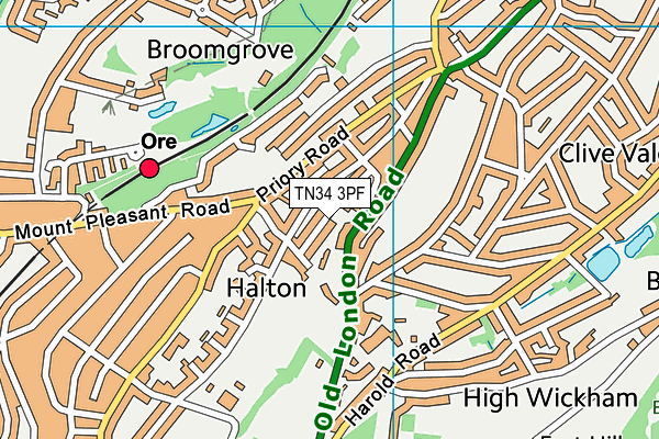 TN34 3PF map - OS VectorMap District (Ordnance Survey)