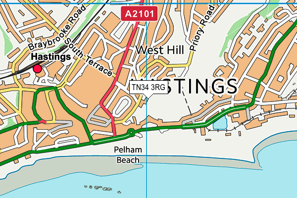 TN34 3RG map - OS VectorMap District (Ordnance Survey)