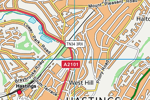 TN34 3RX map - OS VectorMap District (Ordnance Survey)