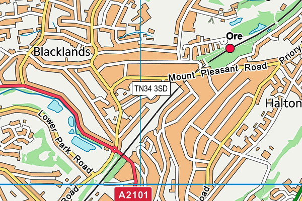 TN34 3SD map - OS VectorMap District (Ordnance Survey)