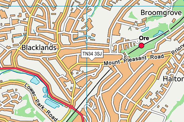TN34 3SJ map - OS VectorMap District (Ordnance Survey)