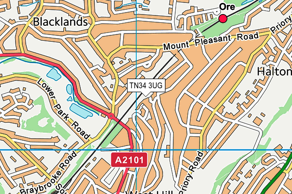 TN34 3UG map - OS VectorMap District (Ordnance Survey)