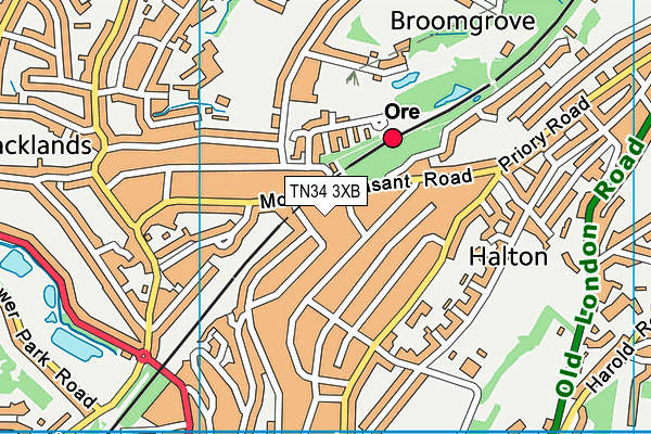 TN34 3XB map - OS VectorMap District (Ordnance Survey)