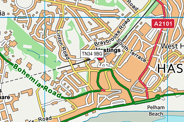 TN34 9BG map - OS VectorMap District (Ordnance Survey)
