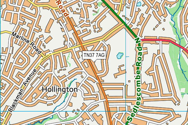 TN37 7AG map - OS VectorMap District (Ordnance Survey)