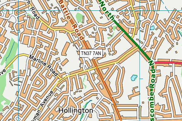 TN37 7AN map - OS VectorMap District (Ordnance Survey)