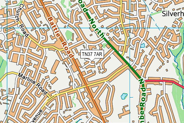 TN37 7AR map - OS VectorMap District (Ordnance Survey)