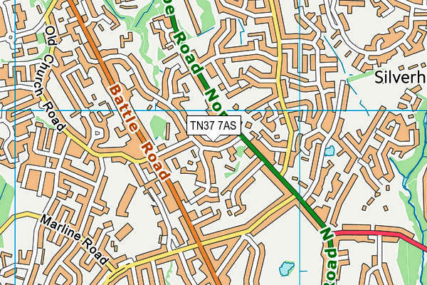 TN37 7AS map - OS VectorMap District (Ordnance Survey)