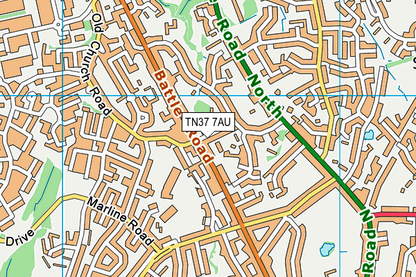 TN37 7AU map - OS VectorMap District (Ordnance Survey)