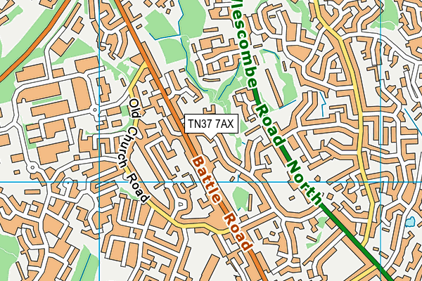 TN37 7AX map - OS VectorMap District (Ordnance Survey)