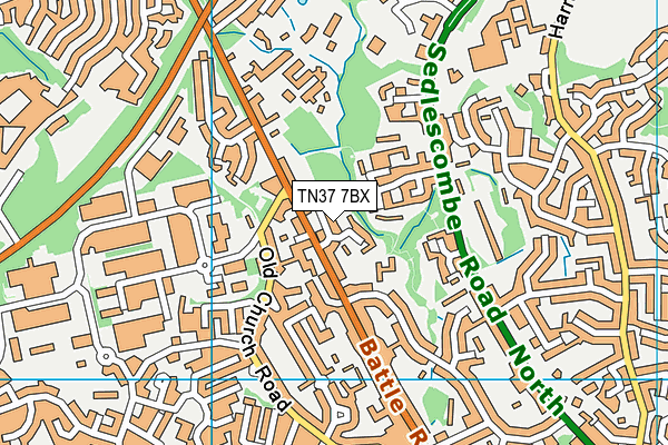 TN37 7BX map - OS VectorMap District (Ordnance Survey)