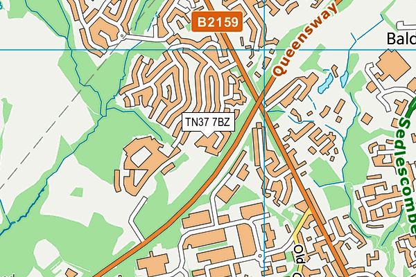 TN37 7BZ map - OS VectorMap District (Ordnance Survey)