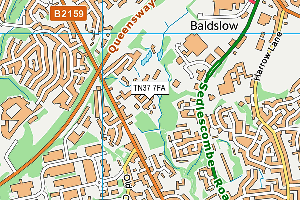 TN37 7FA map - OS VectorMap District (Ordnance Survey)