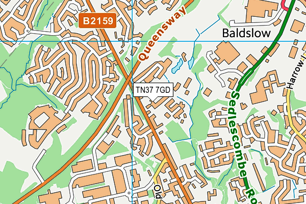 TN37 7GD map - OS VectorMap District (Ordnance Survey)