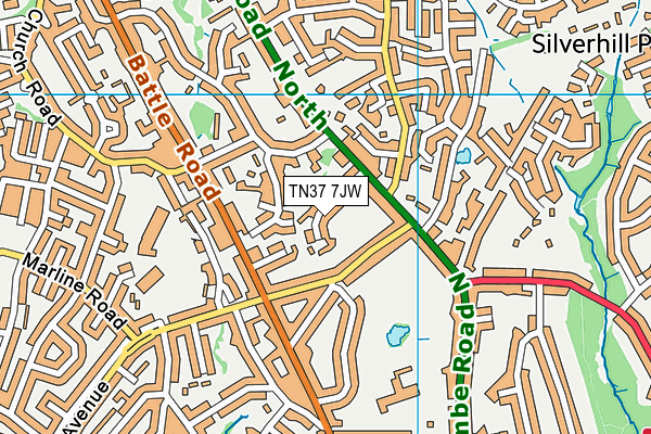 TN37 7JW map - OS VectorMap District (Ordnance Survey)