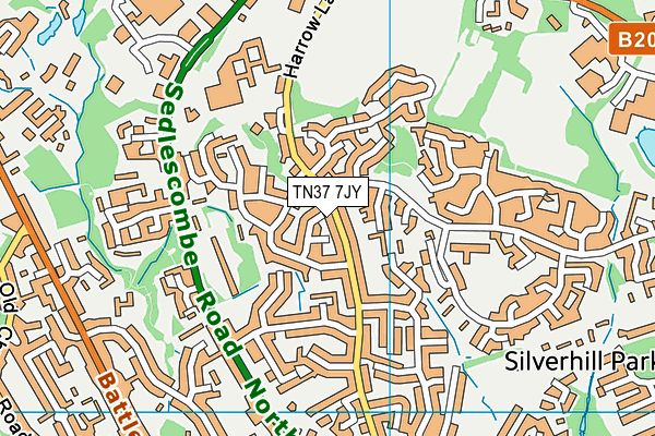 TN37 7JY map - OS VectorMap District (Ordnance Survey)