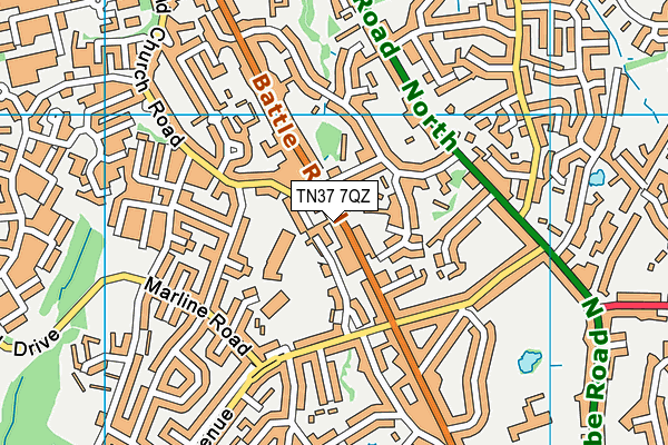 TN37 7QZ map - OS VectorMap District (Ordnance Survey)