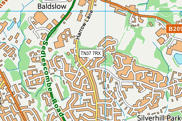 TN37 7RX map - OS VectorMap District (Ordnance Survey)