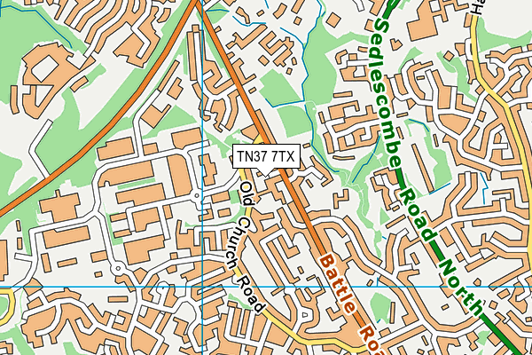 TN37 7TX map - OS VectorMap District (Ordnance Survey)