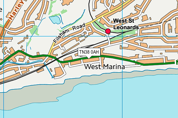 TN38 0AH map - OS VectorMap District (Ordnance Survey)