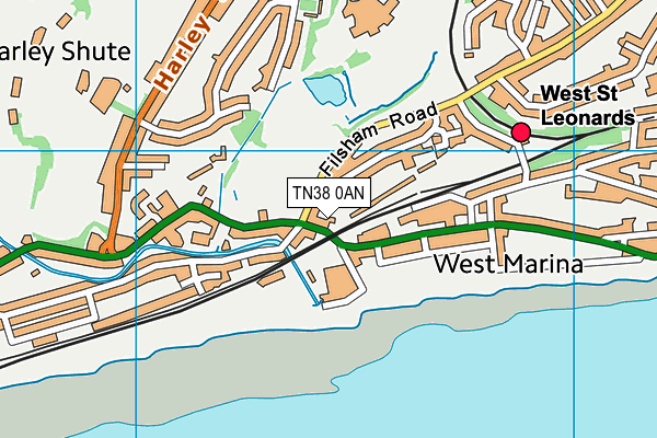 TN38 0AN map - OS VectorMap District (Ordnance Survey)