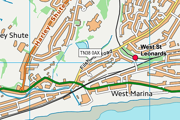 TN38 0AX map - OS VectorMap District (Ordnance Survey)