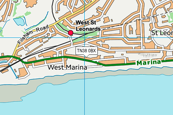 TN38 0BX map - OS VectorMap District (Ordnance Survey)