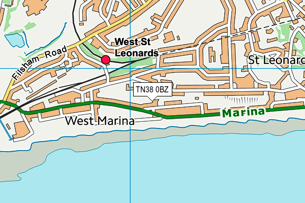 TN38 0BZ map - OS VectorMap District (Ordnance Survey)