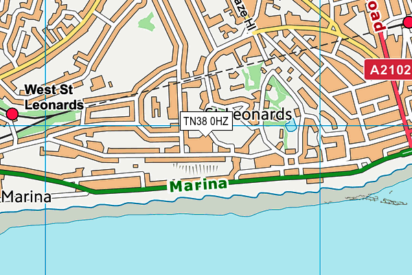 TN38 0HZ map - OS VectorMap District (Ordnance Survey)