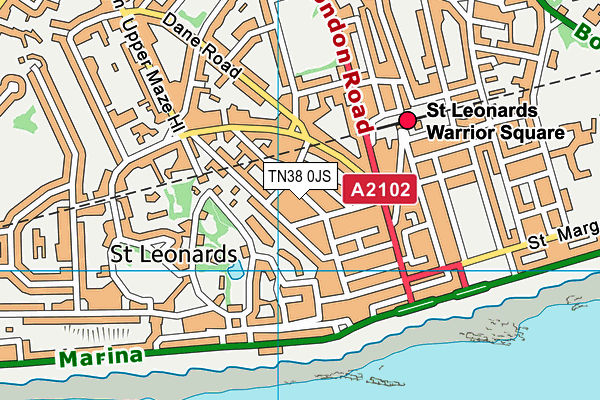 TN38 0JS map - OS VectorMap District (Ordnance Survey)